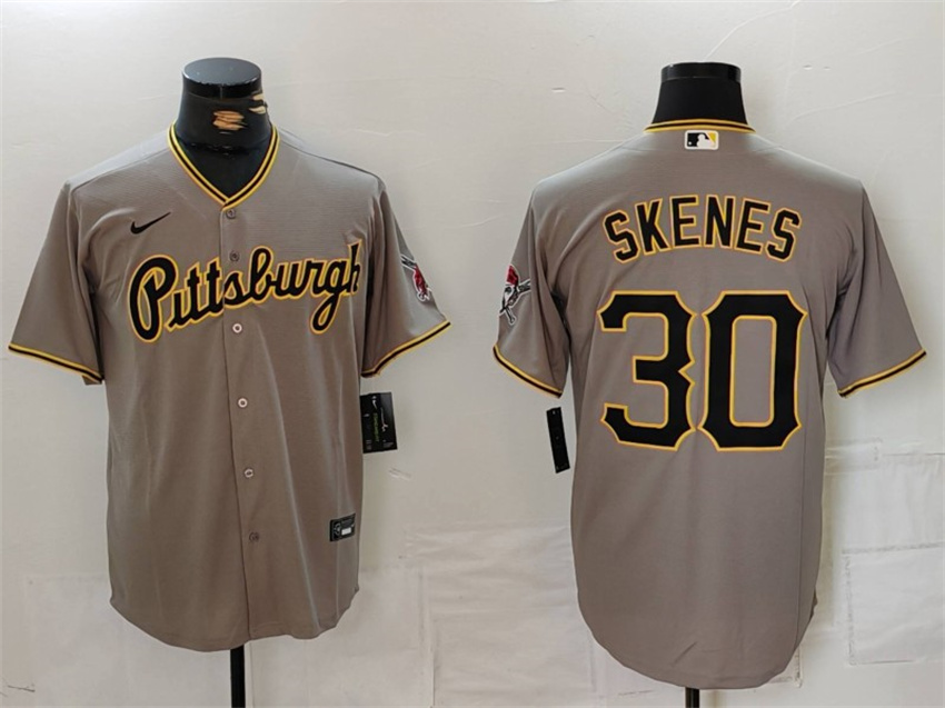 Men's Grey Pittsburgh Pirates #30 Paul Skenes Stitched Baseball Jersey